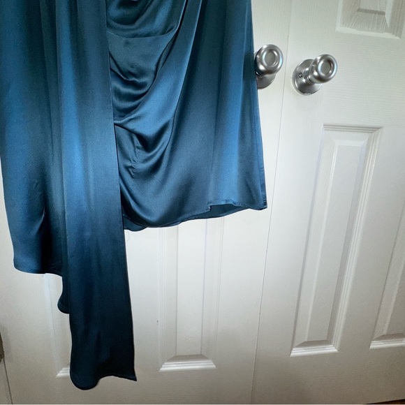 Anthropologie Silk Elegant Teal Sleeveless Dress - Picture 5 of 16